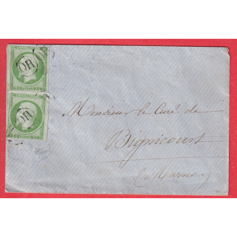 N°12 X2 OBLITERATION OR SIGNE JAMET POUR BRIGNECOURT MARNE