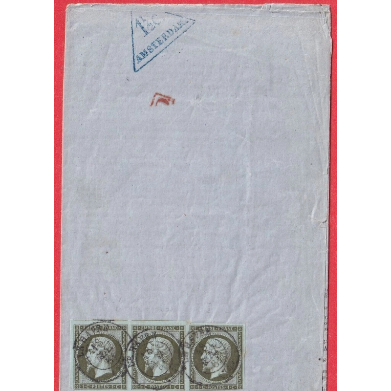 N°11 BANDE DE 3 CAD LE HAVRE POUR AMSTERDAM PAYS BAS HOLLANDE MANQUE LA BANDE