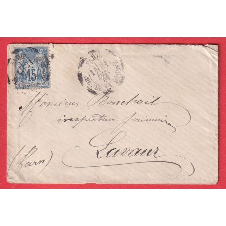 N°90 PARIS CACHET ESSAI PLACE DE LA BOURSE 1882 POUR LAVAUR TARN