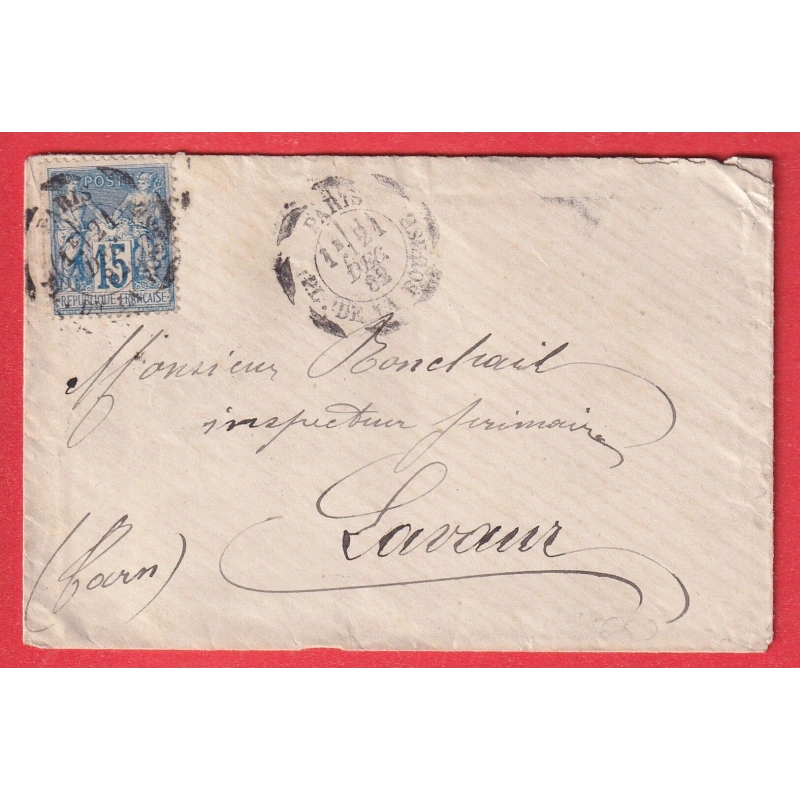N°90 PARIS CACHET ESSAI PLACE DE LA BOURSE 1882 POUR LAVAUR TARN