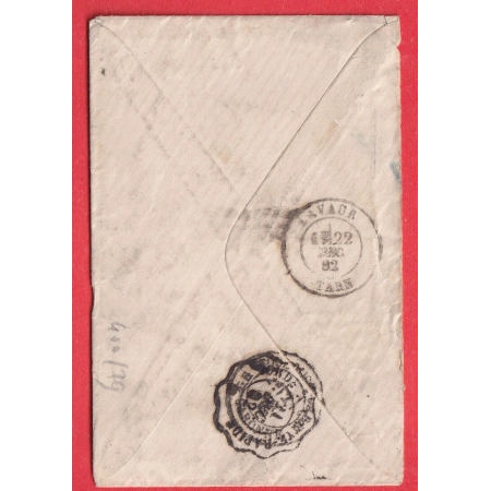 N°90 PARIS CACHET ESSAI PLACE DE LA BOURSE 1882 POUR LAVAUR TARN