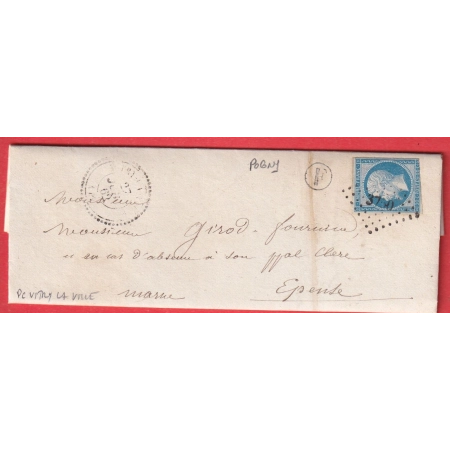 N°14 PC 3750 VITRY LA VILLE CAD TYPE 22 MARNE BOITE RURALE F POGNY POUR EPENSE INDICE 12
