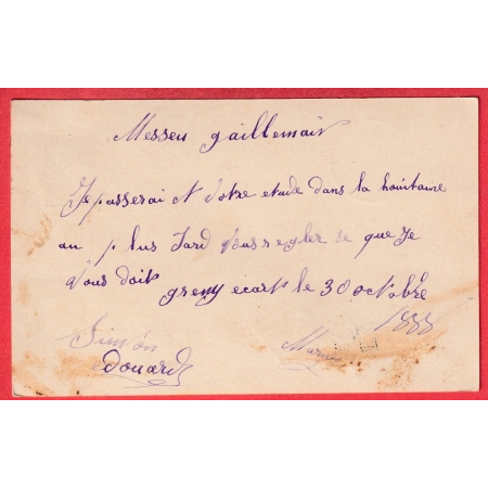 ENTIER 10C PASSAVANT MARNE 1888 BOITE RURALE SUPPLEMENTAIRE A/2 GRESSY ECARTS ?? EPENSE