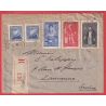 MONACO CONDAMINE CACHET HEXAGONAL 1942 RECOMMANDE LAUSANNE SUISSE