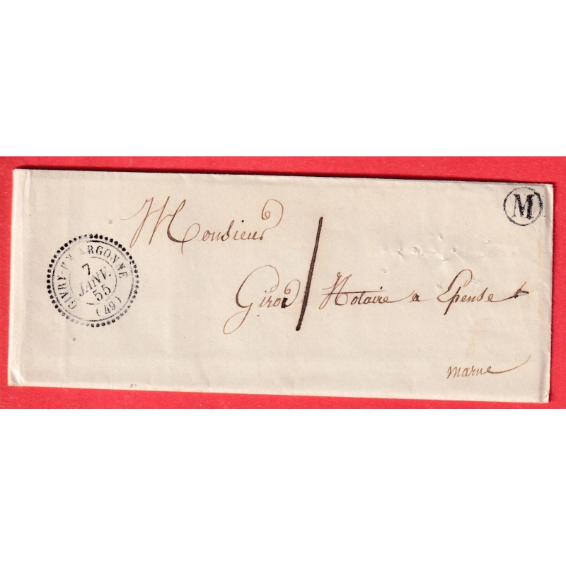 CAD TYPE 22 GIVRY EN ARGONNE CAD TYPE 22 TAXE LOCALE 1 BOITE RURALE M AUVE