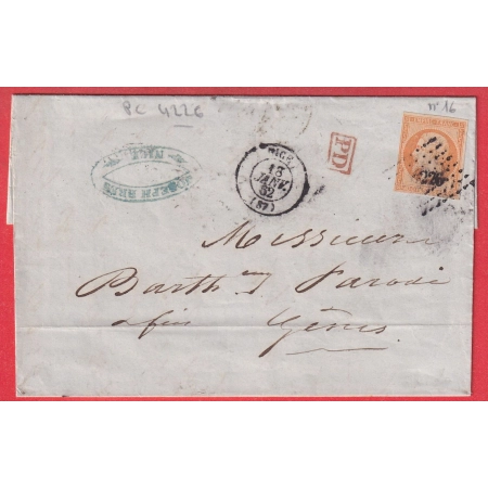 N°16 PC 4226 NICE ALPES MARITIMES POUR GENES GENOVA ITALIE ITALIA