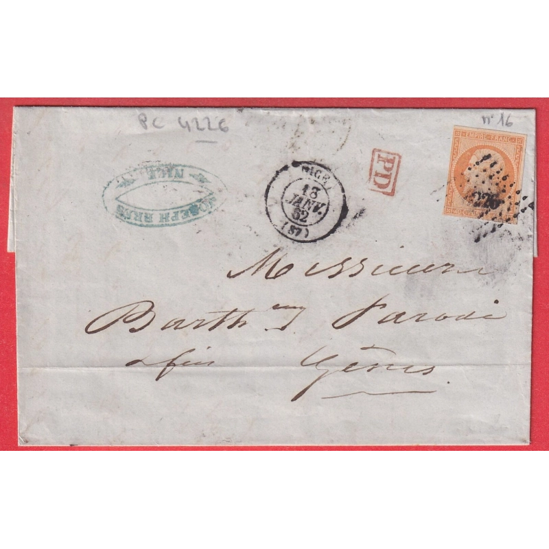 N°16 PC 4226 NICE ALPES MARITIMES POUR GENES GENOVA ITALIE ITALIA