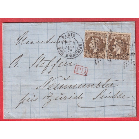 N°30 PAIRE PARIS RUE D'ENGHIENS NEUMUNSTER SUISSE DOUBLE PORT