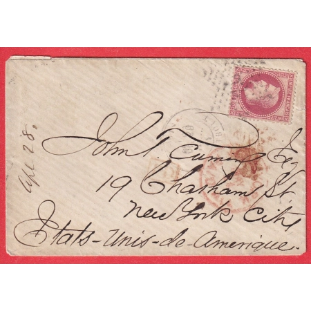 N°32 PARIS ETOILE 22 R TAITBOUT POUR NEW YORK ETATS UNIS USA