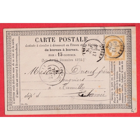 N°55 CAD TYPE 16 GIVORS RHONE CARTE PRECURSEUR REPIQUEE POUR RUMILLY HAUTE SAVOIE