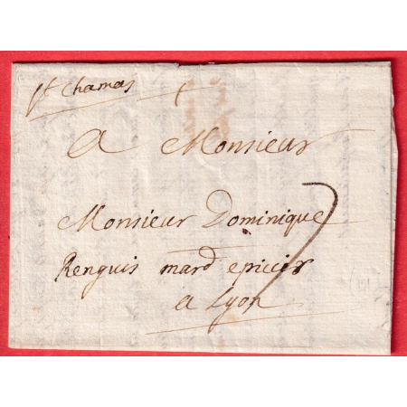 MARQUE MANUSCRIT ST CHAMAS BOUCHES DU RHONE 1741 LN°1 INDICE 21 POUR LYON