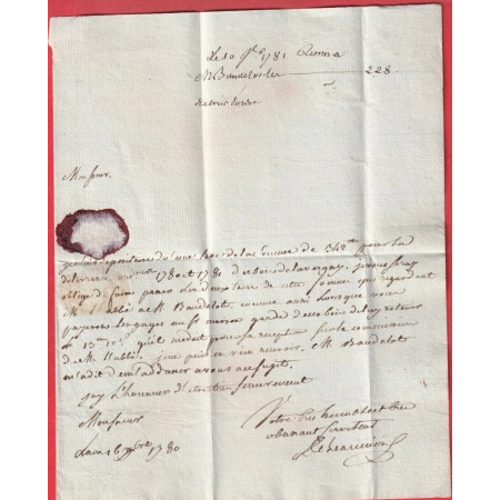 MARQUE LAON AISNE LN°2 1780 INDICE 10 POUR VERVINS