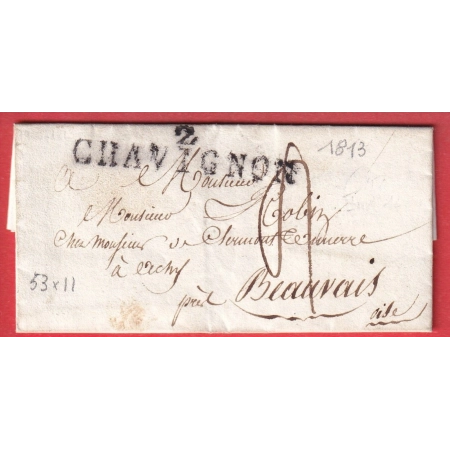 MARQUE 2 CHAVIGNON AISNE AN6 1813 53 X 11 INDICE 14 POUR BEAUVAIS