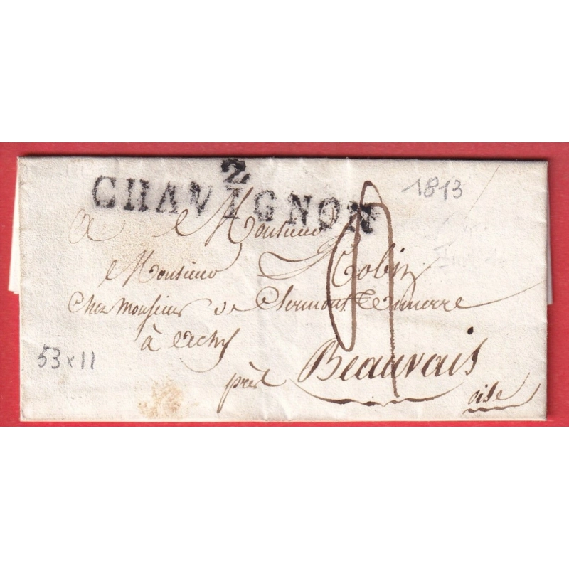 MARQUE 2 CHAVIGNON AISNE AN6 1813 53 X 11 INDICE 14 POUR BEAUVAIS