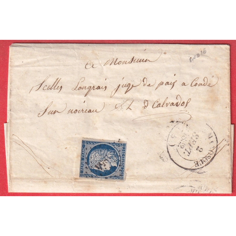 N°4 PC 1854 MANOSQUE CAD TYPE 14 BASSES ALPES POUR CONDE SUR NOIREAU CALVADOS