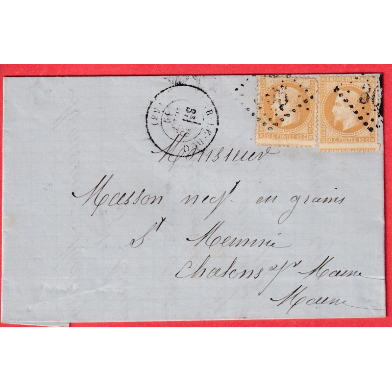 N°28 DOUBLE VARIETE PETIT ET GRAND TIMBRE GC 305 BAR LE DUC MEUSE RARE COMBINAISON