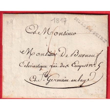 MARQUE 9 MUSSY SUR SEINE AUBE 1817 POUR ST GERMAIN EN LAYE SEINE ET OISE TEXTE DE GYE SUR SEINE INDICE 13