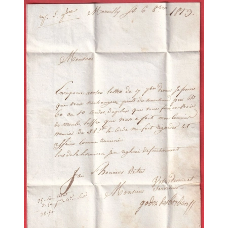 MARQUE 9 PONT SUR SEINE AUBE 1813 36X9 INDICE 15 POUR DOULEVANT HAUTE MARNE