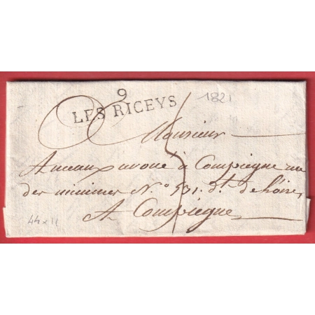 MARQUE 9 LES RICEYS AUBE 1821 POUR COMPIEGNE OISE INDICE 9