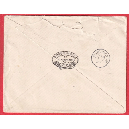 N°85 BLOC DE 10 + N°75 CONTREXEVILLE VOSGES 1897 POUR DARLINGTON ANGLETERRE