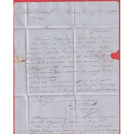 N°90 BORDEAUX GIRONDE 1880 TAXE 20 AU TAMPON ESPAGNE SPAIN GRENADE GRANADA