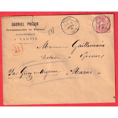 N°70 PANTIN 1° SEINE 1° PARIS POUR EPENSE MARNE 1881