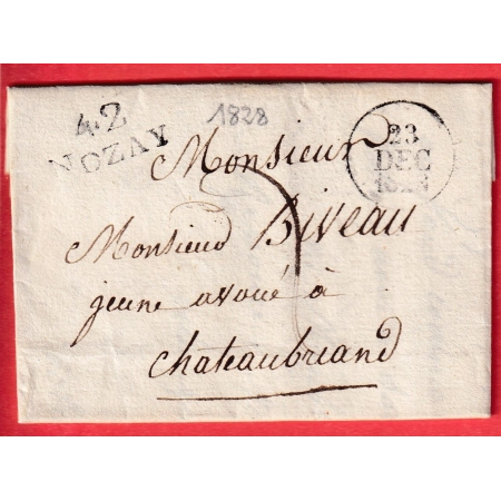 MARQUE 42 NOZAY LOIRE INFERIEURE ATLANTIQUE 1828 POUR CHATEAUBRIAND 26X12 INDICE 9