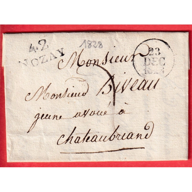 MARQUE 42 NOZAY LOIRE INFERIEURE ATLANTIQUE 1828 POUR CHATEAUBRIAND 26X12 INDICE 9