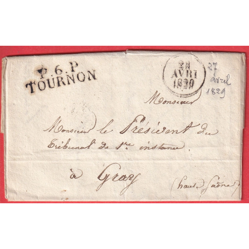 MARQUE P6P TOURNON ARDECHE 1829 POUR GRAY HAUTE SAONE INDICE 11