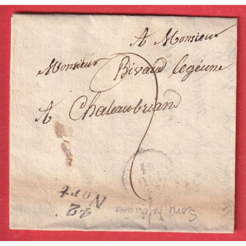 CURSIVE 42 NORT LOIRE INFERIEURE ATLANTIQUE 1830 CHATEAUBRIAND INDICE 10