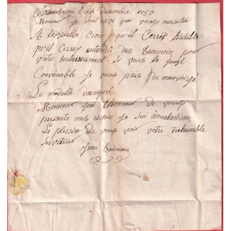 CURSIVE 42 NORT LOIRE INFERIEURE ATLANTIQUE 1830 CHATEAUBRIAND INDICE 10