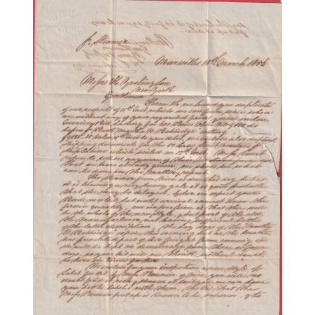 LETTRE DE MARSEILLE 1856 PAR STEAMER VIA LIVERPOOL NEW YORK USA ETATS UNIS AMERIQUE