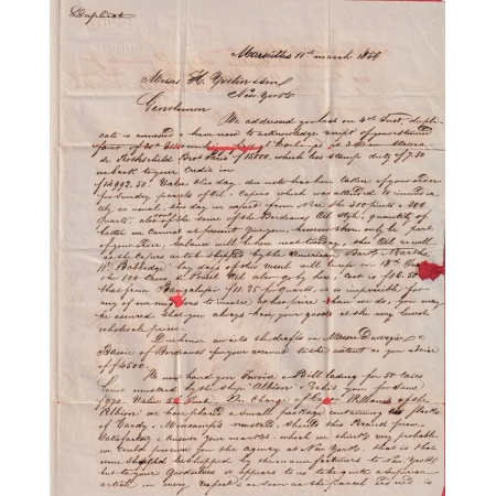 LETTRE DE MARSEILLE 1856 PAR STEAMER VIA LIVERPOOL NEW YORK USA ETATS UNIS AMERIQUE