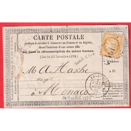 N°55 GC 4613 VELLEXON HAUTE SAONE POUR MONACO CARTE PRECURSEUR N°1