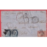ETATS UNIS N°3 PAIRE + N°4 NEW ORLEANS 1855 ENTREE ETATS UNIS PAQUEBOT PAR CALAIS TAXE TAMPON 13 PARIS DEVANT DE LETTRE