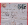 ETATS UNIS N°3 PAIRE + N°4 NEW ORLEANS 1855 ENTREE ETATS UNIS PAQUEBOT PAR CALAIS TAXE TAMPON 13 PARIS DEVANT DE LETTRE
