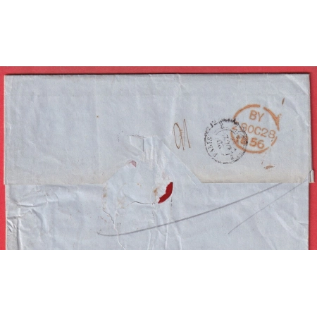 NEW YORK USA 1856 TAXE TAMPON 26 STEAMER AFRICA POUR PARIS