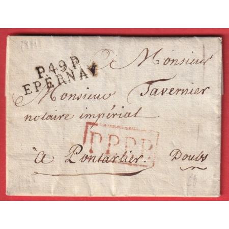MARQUE P49P EPERNAY MARNE PPPP VIA PARIS PONTARLIER DOUBS 1811 INDICE 9