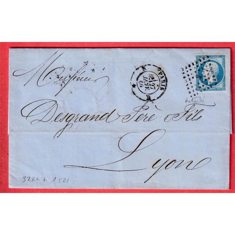 N°14 PARIS LOSANGE RETAILLE BUREAU K POTHION 1521 INDICE 9 POUR LYON