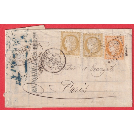 N°38 + 55 X2 GC 2659 NIMES GARD POUR PARIS POSTE RESTANTE