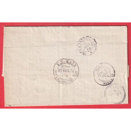 N°56 X2 PARIS ETOILE 1 PLACE DE LA BOURSE POUR TUNIS TUNISIE 1874