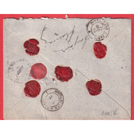 N°82 X2 CAD TYPE 16 SAULIEU COTE D'OR LETTRE CHARGEE POUR PARIS CHARGEMENT SUR LE DEVANT DE LA LETTRE RARE