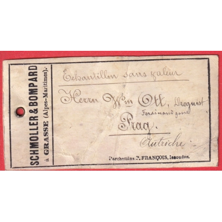 N°89 SEUL SUR ETIQUETTE ECHANTILLON GRASSE ALPES MARITIMES POUR PRAGUES PRAHA  AUTRICHE REPUBLIQUE TCHEQUE