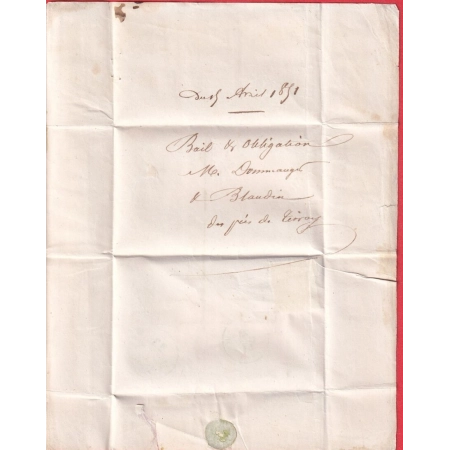 N°1 PC 197 CURSIVE 49 AUVE MARNE CACHET TYPE A 1851 BOITE RURALE H TILLOY