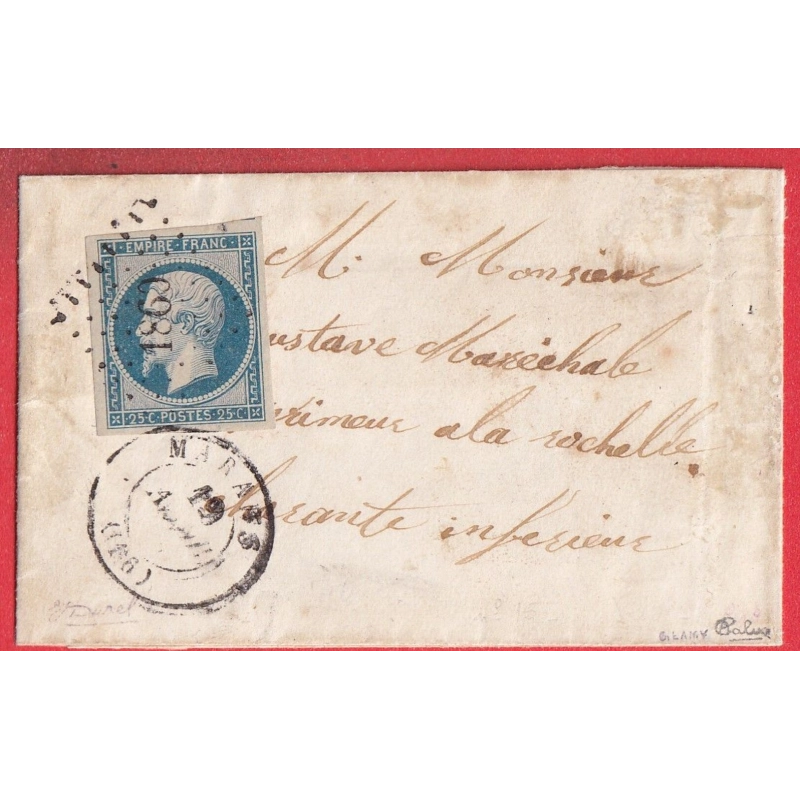 N°15 TTB / SUP PC 1860 MARANS CHARENTE INFERIEURE MARITIME  3 SIGNATURE CALVES LAMY ET DUREL