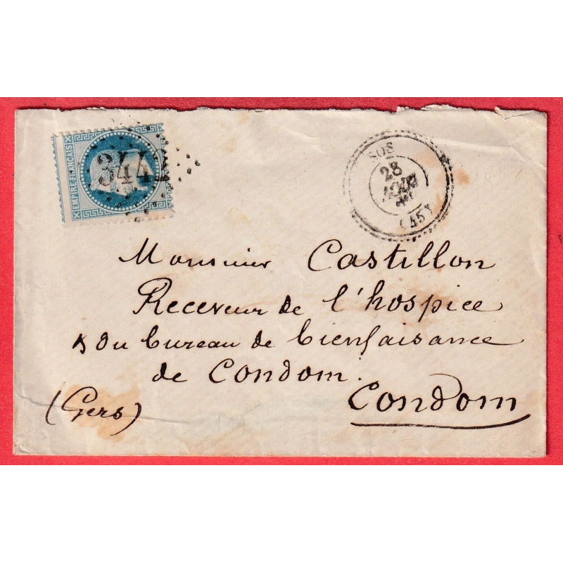 N°29 VARIETE PIQUAGE A CHEVAL GC 3442 SOS LOT ET GARONNE CAD TYPE 22 POUR CONDOM GERS