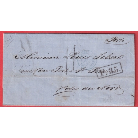 RUSSIE RUSSIA ST PETERSBURG 1861 POUR ST BRIEUC COTES DU NORD  TAXE TAMPON 11