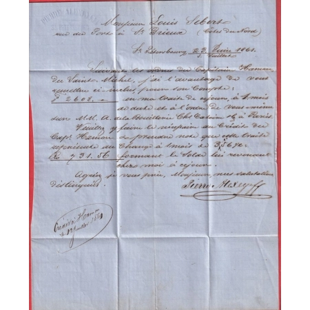 RUSSIE RUSSIA ST PETERSBURG 1861 POUR ST BRIEUC COTES DU NORD  TAXE TAMPON 11