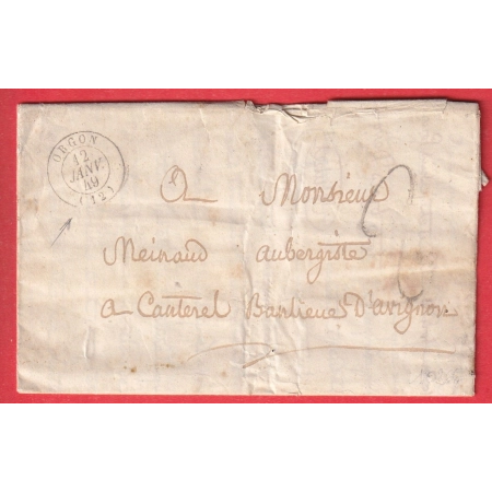 CAD DU 12 JANVIER 1849 TYPE 15 ORGON BOUCHES DU RHONE POUR CANTAREL AVIGNON VAUCLUSE