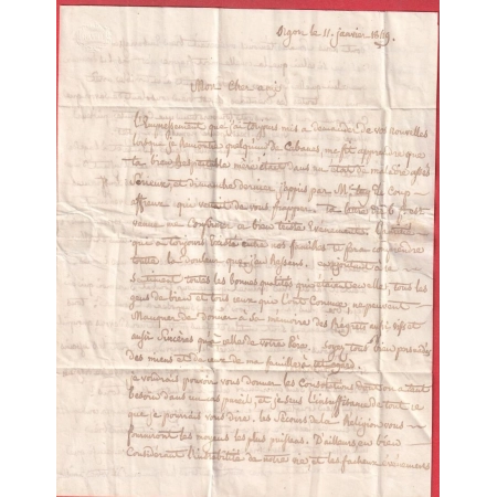 CAD DU 12 JANVIER 1849 TYPE 15 ORGON BOUCHES DU RHONE POUR CANTAREL AVIGNON VAUCLUSE